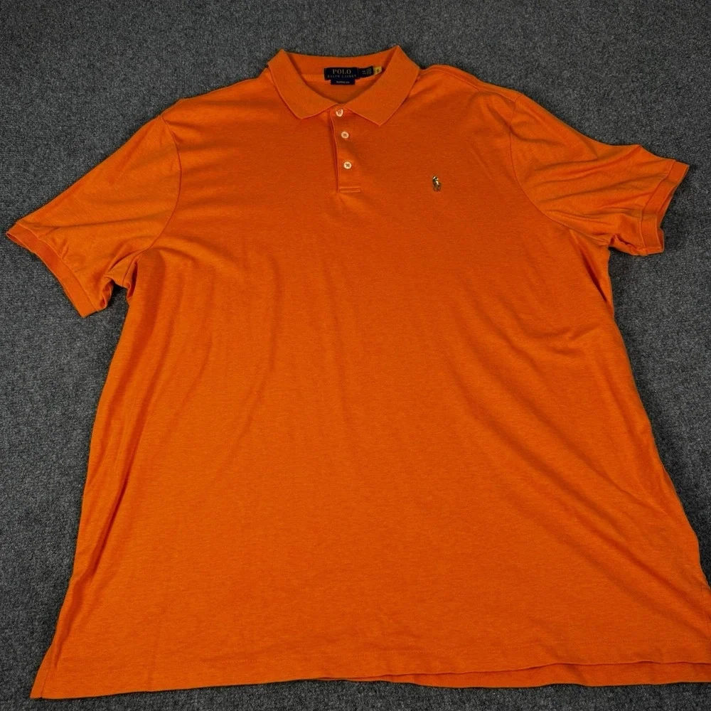 Polo Ralph Lauren Classic Fit Polo Shirt Mens XXL Peach Tonal Pony Cotton Orange